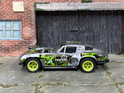 Custom Hot Wheels - Chevy Corvette Stingray - Silver, Black and Green - Green Mag Wheels - Rubber Tires