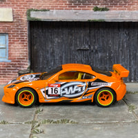 Custom Hot Wheels - Toyota GR86 Cup - Orange - Orange and Green Mag Wheels - Rubber Tires