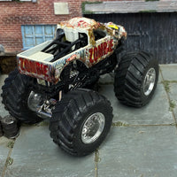 Loose Hot Wheels Monster Jam - Monster Truck - Zombie - White with Chrome Rims