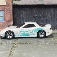 Loose Hot Wheels - 1995 Mazda RX-7 - White and Light Blue