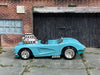 Custom Hot Wheels - 1958 Corvette - Blue - Chrome Steel Wheels - Rubber Tires