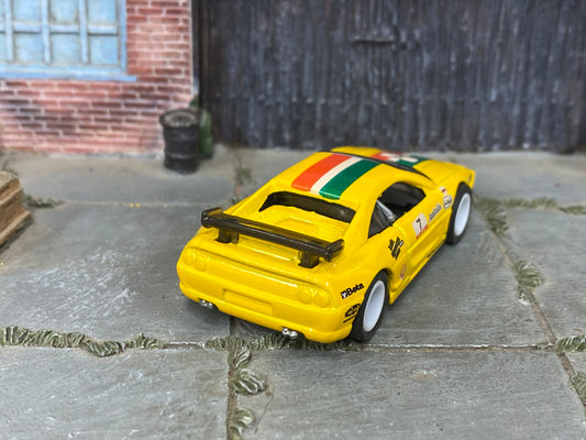 Custom Hot Wheels - Ferrari F355 Challenge - Yellow - White Mag Wheels - Rubber Tires