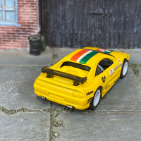 Custom Hot Wheels - Ferrari F355 Challenge - Yellow - White Mag Wheels - Rubber Tires