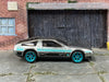 Custom Hot Wheels - Back to The Future Delorean Time Machine - ZAMAC and Blue TH - Green Chrome Mag Wheels - Rubber Tires