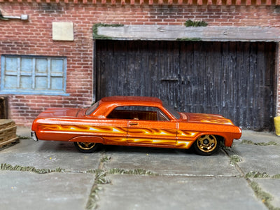 Loose Hot Wheels - 1964 Chevy Impala - Orange with Flames