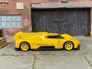 Custom Hot Wheels - Cadillac Project GTP Hypercar - Yellow - Yellow Mag Wheels - Rubber Tires