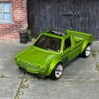 Custom Hot Wheels - Volkswagen Caddy - Green - Chrome Mag Wheels - Rubber Tires