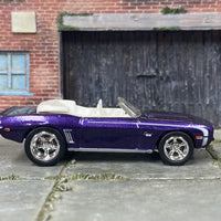 Custom Hot Wheels - 1969 Chevy Camaro - Purple and White - Chrome Mag Wheels - Rubber Tires