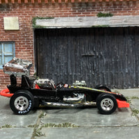 Custom Hot Wheels - Super Modified Race Car - Black and Pink - Chrome Mag Wheels - Hoosier Rubber Tires