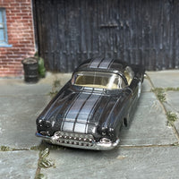 Custom Hot Wheels - 1962 Chevy Corvette - Gray and Silver - Gray and Chrome Mag Wheels - Rubber Tires