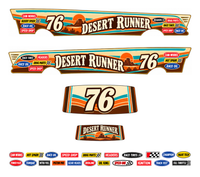 Desert Runner – Sand, Turquoise & Orange – one complete 1955 gasser decal set