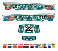 Double Trouble – Teal & Cream – one complete 1955 gasser decal set