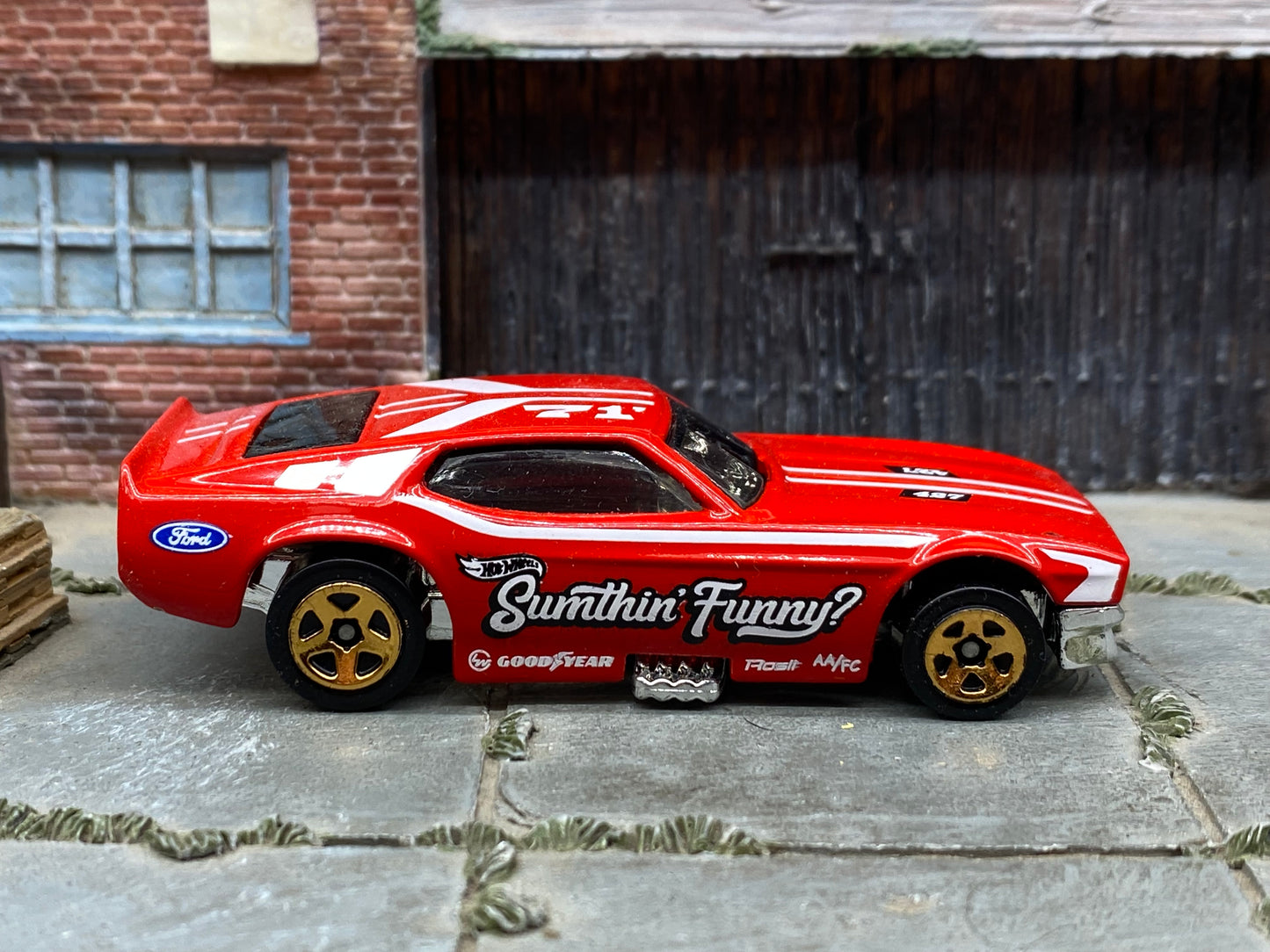 Loose Hot Wheels - 1971 Ford Mustang Funny Car - Red and White