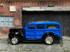 Custom Hot Wheels - 1940 Ford Woody - Black and Blue with Graphics - Chrome Steel Wheels - Rubber Tires