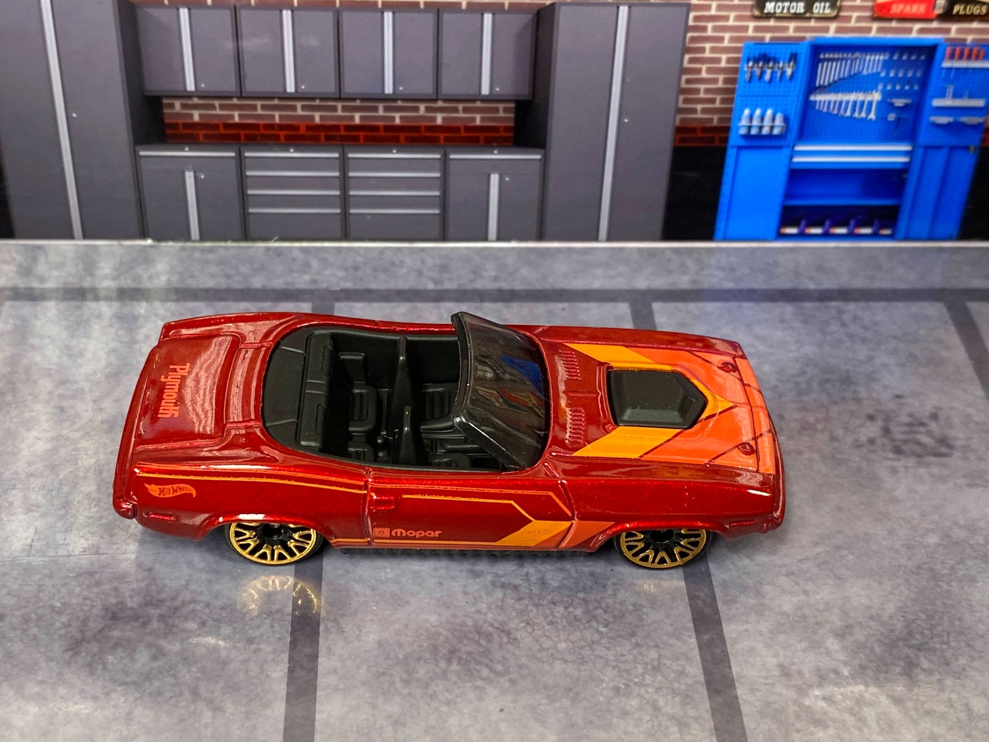 Loose Hot Wheels - Plymouth Barracuda Convertible - Red and Orange