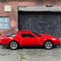 Custom Hot Wheels - 1984 Pontiac Firebird - Red and Black - Chrome Mag Wheels - Rubber Tires