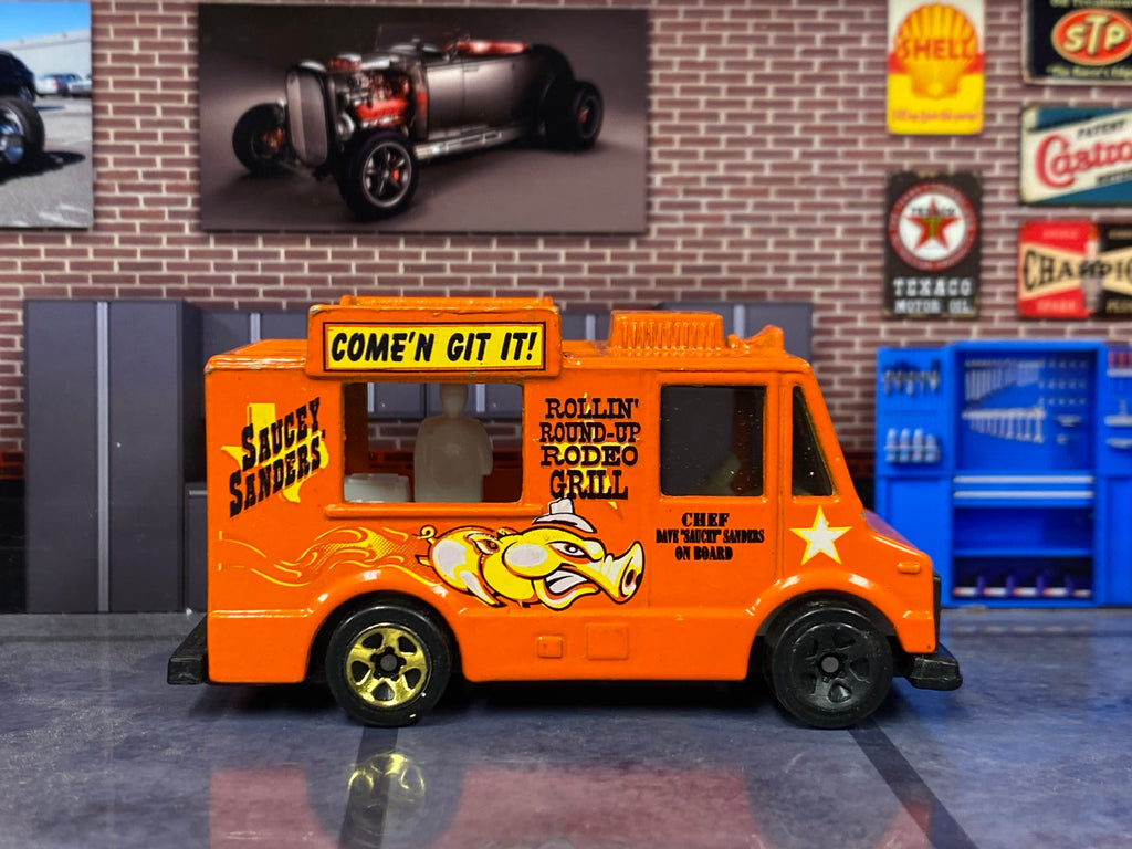 Loose Hot Wheels - Quick Bite Food Truck - Texas Saucy Sanders - Orange