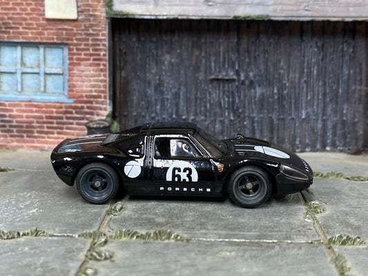 Custom Hot Wheels - Porsche 904 Carrera GTS - Black and White - Gray Mag Wheels - Rubber Tires