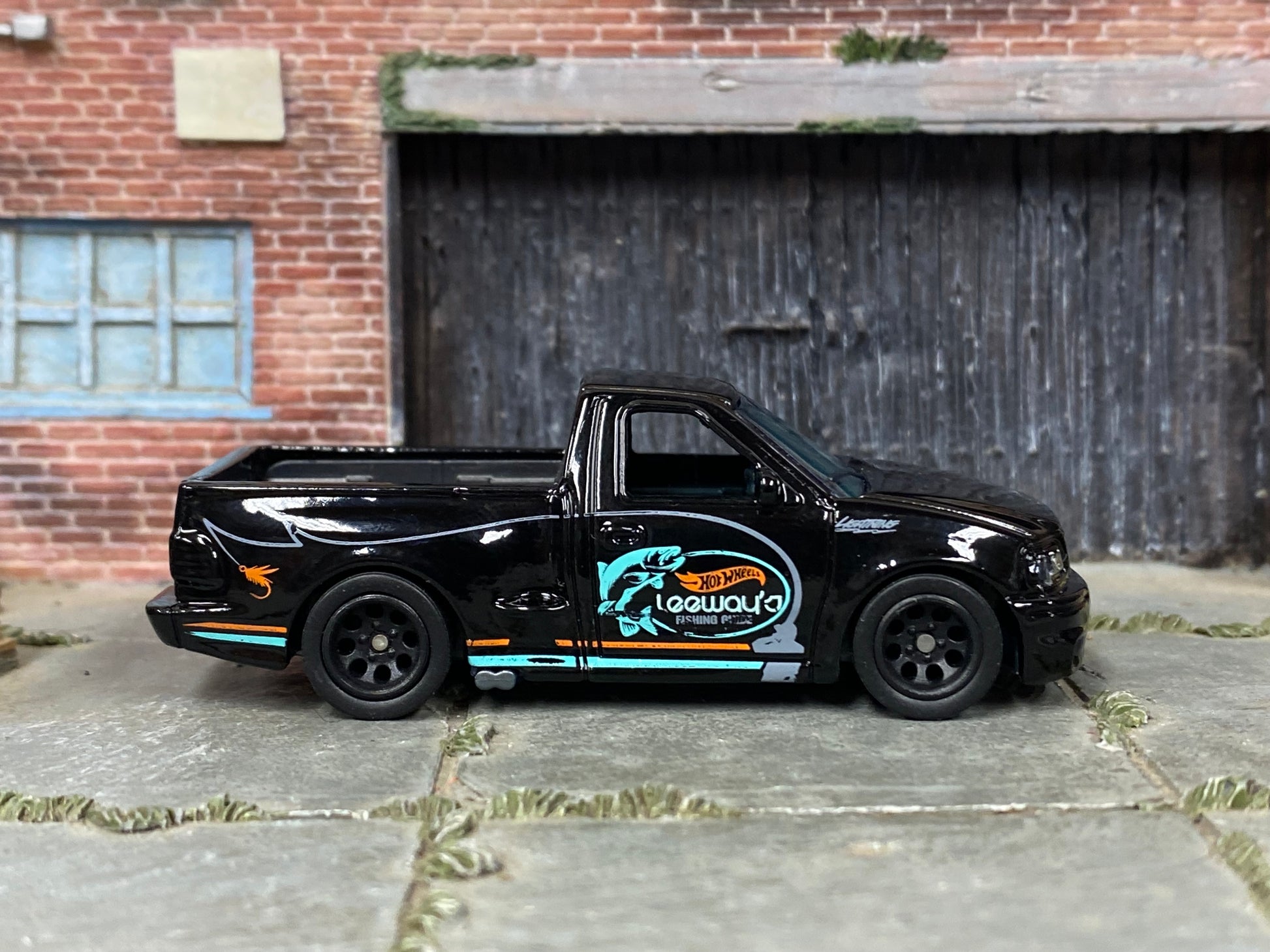 Custom Hot Wheels - F150 SVT Lightning - Black - Black Mag Wheels - Rubber Tires