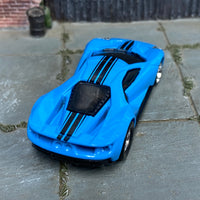 Custom Hot Wheels - 2017 Ford GT - Blue and Black - Chrome Mag Wheels - Rubber Tires