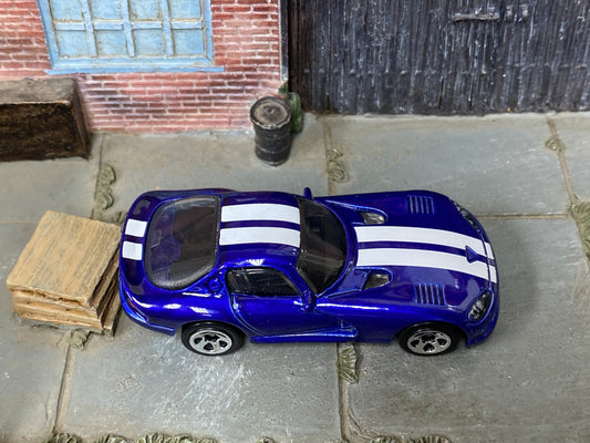 Loose Hot Wheels - 1996 Dodge Viper GTS - Blue and White