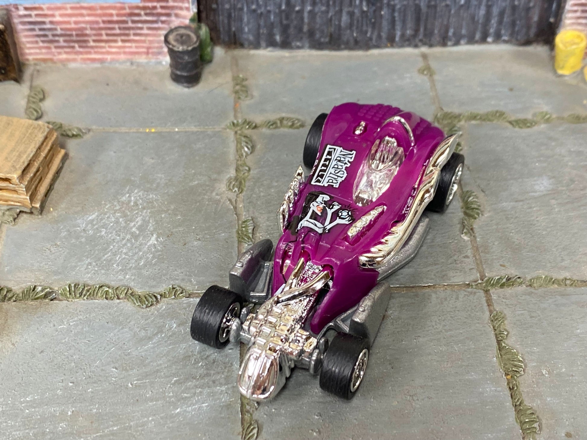 Custom Hot Wheels - Saltflat Racer - Purple - Chrome Mag Wheels - Rubber Tires