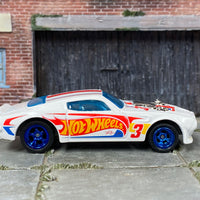 Custom Hot Wheels - 1970 Pontiac Firebird - White, red and Blue Hot Wheels - Blue Mag Wheels - Rubber Tires