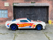 Custom Hot Wheels - 1970 Pontiac Firebird - White, red and Blue Hot Wheels - Blue Mag Wheels - Rubber Tires