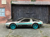 Custom Hot Wheels - Back to The Future Delorean Time Machine - ZAMAC and Blue TH - Green Chrome Mag Wheels - Rubber Tires