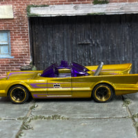 Custom Hot Wheels - Batman Batmobile - Gold and Purple - Black and Gold Mag Wheels - Rubber Tires