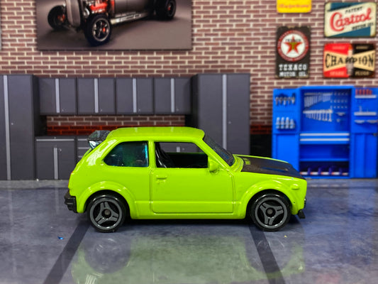 Loose Hot Wheels - 1973 Honda Civic Custom - Green and Black