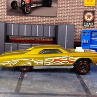 Loose Hot Wheels - Layin' Low Lowrider - Gold with Flames