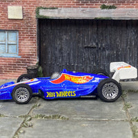 Custom Hot Wheels - Hot Wheels Indy Car (1992) - Hot Wheels Blue - Gray Mag Wheels - Rubber Tires