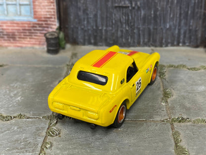 Custom Hot Wheels - Honda S800 Racing - Yellow and Red - Red and Chrome Mag Wheels - Rubber Tires