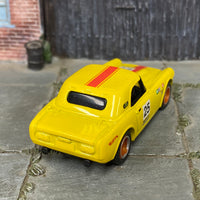 Custom Hot Wheels - Honda S800 Racing - Yellow and Red - Red and Chrome Mag Wheels - Rubber Tires
