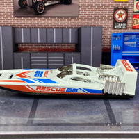 Loose Hot Wheels - H2GO Speed Boat - White, Red and Blue Recue