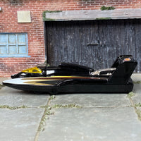 Loose Hot Wheels - Hydroplane Jet Boat - Black, White and Gold