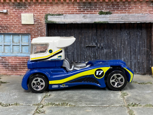 Loose Hot Wheels - Semi Fast Race Truck - Blue and White 17