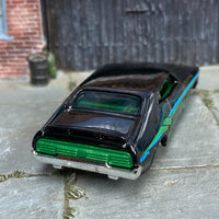 Custom Hot Wheels - 1973 Ford Falcon XB - Black, Blue and Green - Black and Green Mag Wheels - Rubber Tires