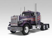 Revell 85-1506 Peterbilt 359 Conventional painted purple model with white and red cab stripes