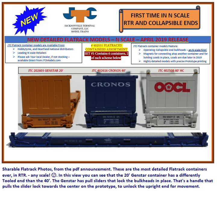 Flatrack containers Assortment Set #1 - JTC 402551  6-container set SOLD OUT (402551) exact product view 1