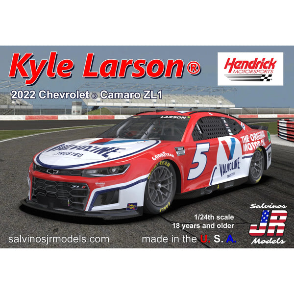 Salvinos JR Models Hendrick Motorsports 2022 Chevrolet Camaro Kyle Larson #5 Valvoline Livery — exact product reference