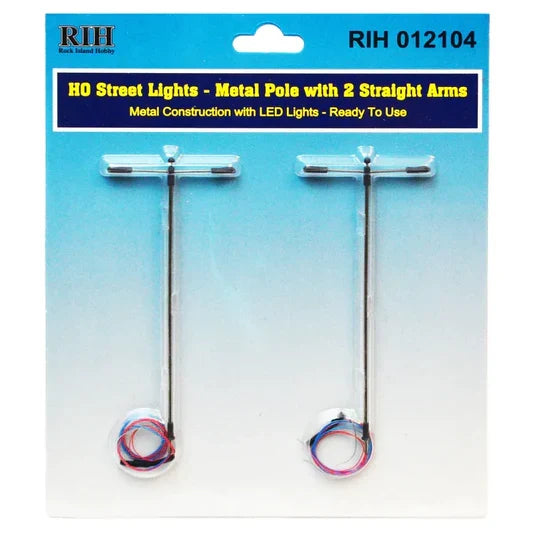 Rock Island Hobby RIH012104 N Scale Street Lights with single pole and 2 straight arms — exact product view