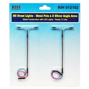 Rock Island Hobby RIH012102 HO Scale Street Lights w vertical pole and 2 elbow arms — exact product view