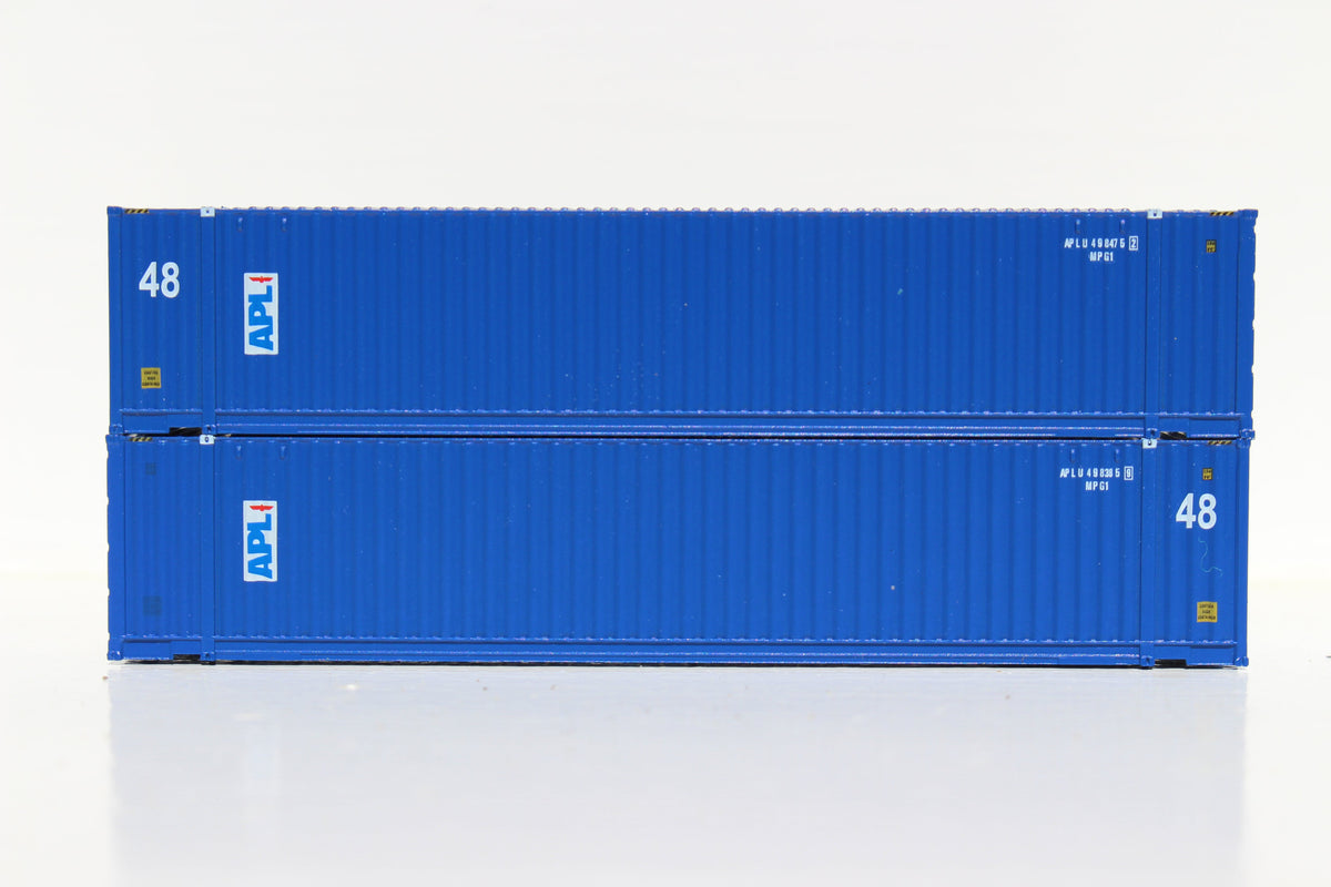APL 48' HC (vertical logo) 3-42-3 corrugated containers with Magnetic system, FIRST TIME IN N SCALE. JTC # (485008) exact product view 1