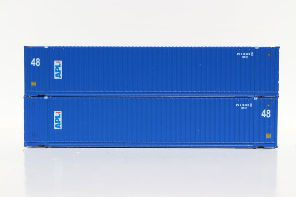 APL 48' HC (vertical logo) 3-42-3 corrugated containers with Magnetic system, FIRST TIME IN N SCALE. JTC # (485008) exact product view 1
