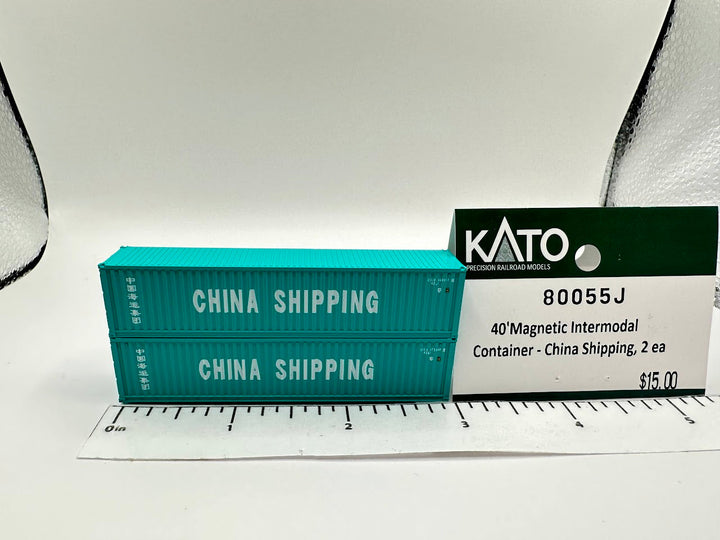 Kato N 80055J 40' Magnetic Intermodal Container, China Shipping (2-Pack) — exact product view