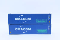 CMA CGM 40' HC, offset logo with green eco container - bamboo flooring box. JTC# (405067) exact product view 3