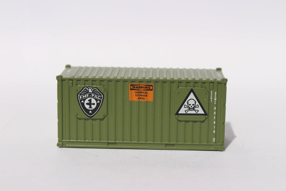 "VS" USMC (FMF) Fleet Marine Forces Storage container-Olive,  MILITARY SERIES 20' Std. height (SINGLE) container with Magnetic system, JTC-205706 (205706) exact product view 1