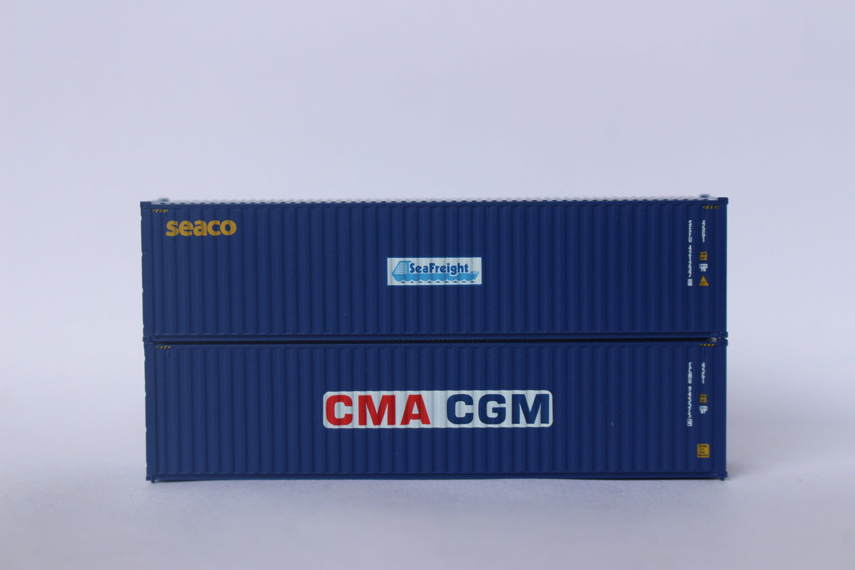 CMA CGM & SEACO MIX PACK 40' HIGH CUBE containers with Magnetic system, Corrugated-side. JTC# (405811) exact product view 1
